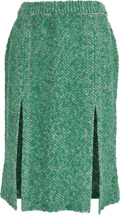 Stella McCartney Stella McCartney midi-rok van boucl&eacute;-tweed in groene katoen