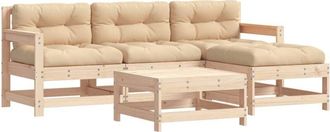 vidaXL Juego De Muebles De Jard&iacute;n 5 Piezas Y Cojines Madera Maciza Vidaxl