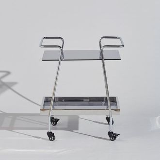 Maisons du monde Camarera carrito de hierro forjado plateado y vidrio negro