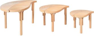 Beliani Beliani - Conjunto De 3 Mesas Auxiliares De Rat&aacute;n En Forma De Hoja Natural Paralia