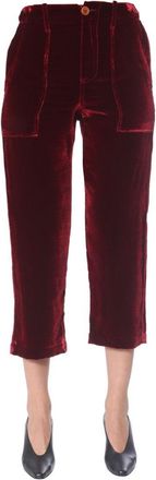 JEJIA Burgundy Velvet Cropped Pants