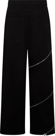 Alaia Womens Wide-Leg Trousers With Zip Detail - Black Cotton