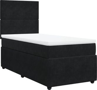 vidaXL Cama Box Spring Con Colch&oacute;n Terciopelo Negro 100x200 Cm Vidaxl