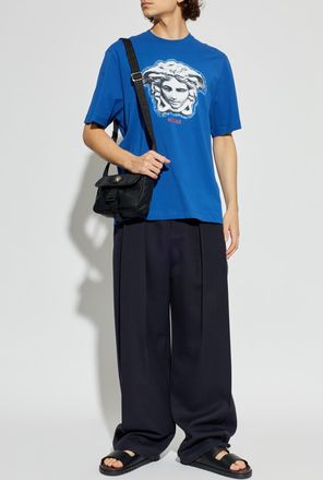 Versace T-shirt With Print, Mens, Blue