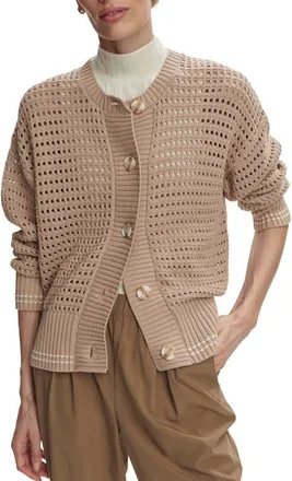 Varley Open Stitch Cardigan in Light Taupe at Nordstrom, Size X-Large