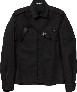 Hyein Seo buckle-strap studded shirt - unisex - Cotton - 2 - Black