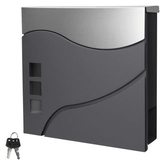 ECD Germany Buz&oacute;n correos acero casillero antracita/plata 37 x 10,5 x 36,5 cm