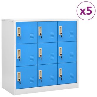 Berkfield Home Locker Cabinets 5 pcs Light Grey & Blue 90x45x92.5 cm Steel