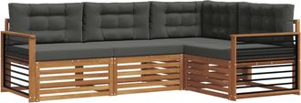 vidaXL Conjunto De Sof&aacute;s De Exterior 4 Uds. Natural Y Antracita Vidaxl