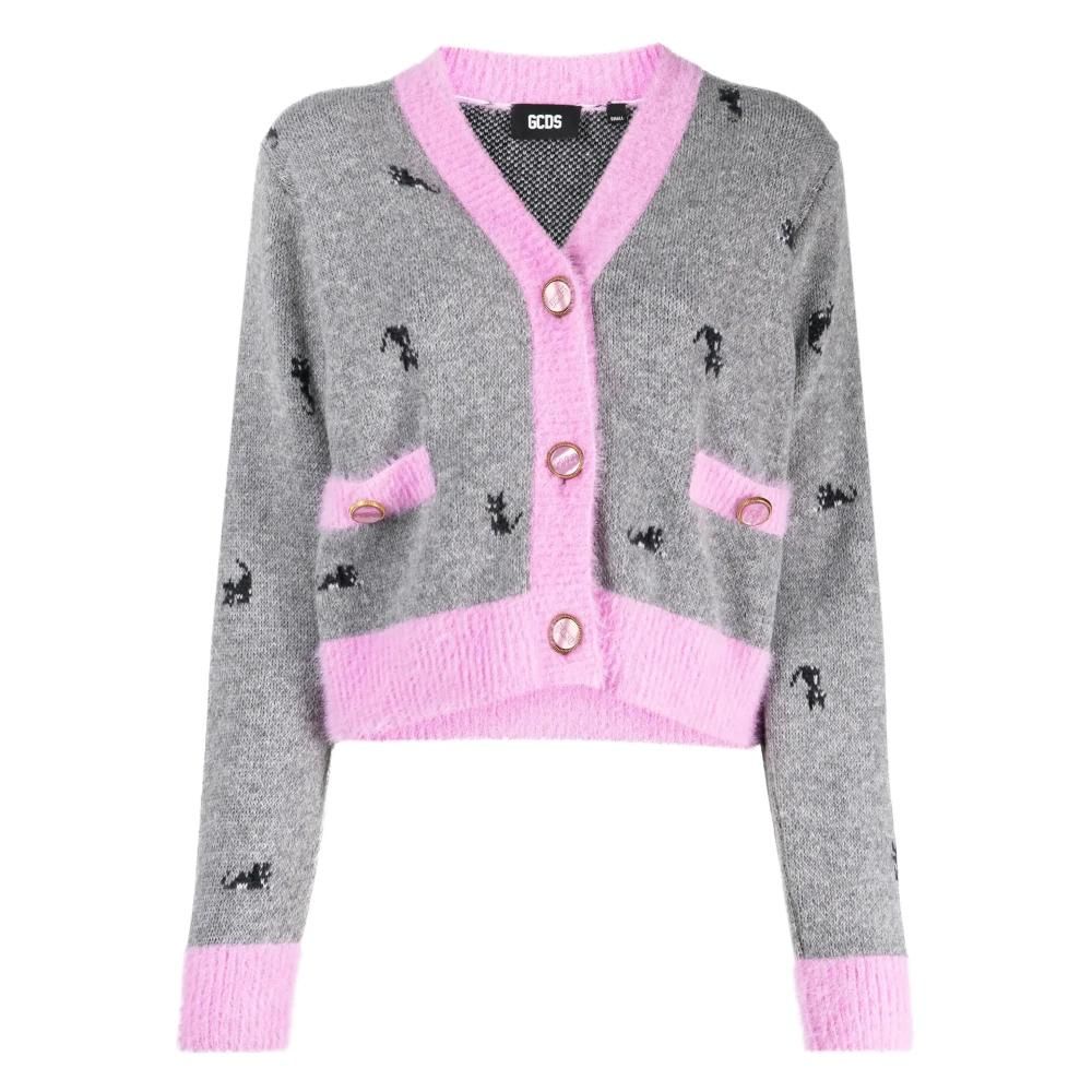 GCDS degradé-effect lurex cropped cardigan - women