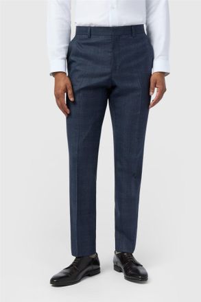 Ted Baker Mens Flat Fronted Slim Fit Suit Trousers in Dark Blue Wool - Size 40 Regular