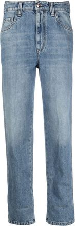 Brunello Cucinelli high-rise straight-leg jeans - women - Cotton/Cotton/Eco Brass - 44 - Blue