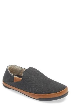 Olukai Hanohano Genuine Shearling Slipper in Dk Shadow /Dk Shadow at Nordstrom, Size 14