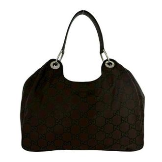 Gucci Vintage, unisex, Bruin, ONE Size, Leer, Pre-owned GG Canvas Leren Schoudertas