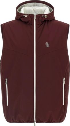 Brunello Cucinelli Gilet imbottito con cappuccio - Rosso