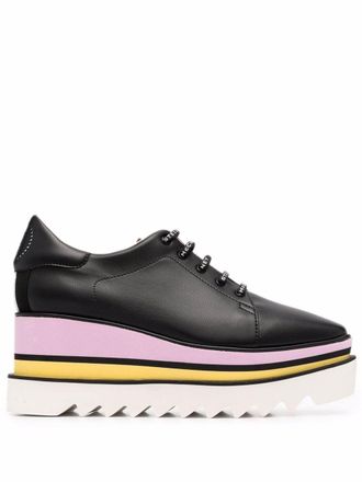 Stella McCartney Elyse ridged sole 80mm sneakers - women - Polyurethane/Recycled Polyester/Rubber/Fabric - 37.5 - Black