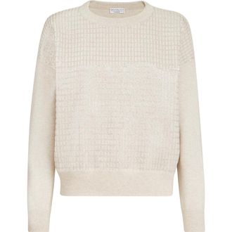 Brunello Cucinelli Dazzling Embroidery sweater in Beige at Nordstrom, Size Xx-Large Eu