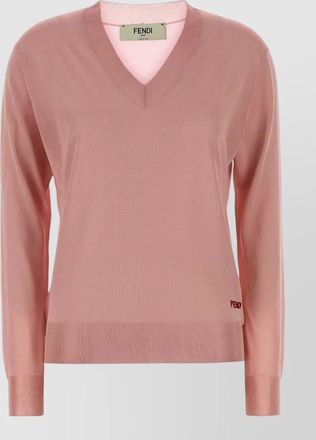 Fendi stretch viscose v neck sweater long sleeves