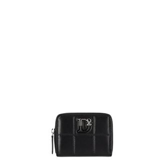 Dsquared2 Wallets & Cardholders, female, Black, Size: ONE SIZE Quilted Leather Wallet with Zipper