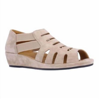 L'Amour Des Pieds Womens Bayla Sandal In Taupe Suede