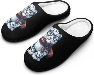 Generic Snowy Leopard Mens Slippers Comfortable And Non-slip Cotton Slipper Shoe for House