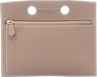 Herm&egrave;s Pre-owned Vintage Clutch - Dames - Vintage Clutch - Grijs - ONE Size - Leer - Vintage