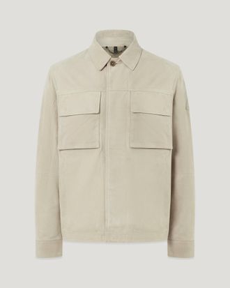 Belstaff Waymark Overshirt Mens Flyweight Suede Dark Sand Size 2XL