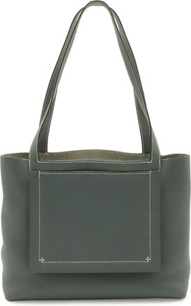Herm&egrave;s Blue Taurillon Clemence Leather Shoulder Bag Tote Bag (Pre-Owned)