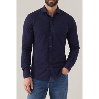 Brunello Cucinelli MenS Navy Cotton Button Down Shirt, Size 3XL