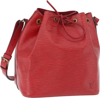 Louis Vuitton Petit Noe Monogram Canvas Red Leather Handbag (Pre-Owned)