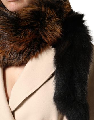 Dolce & Gabbana Womens Brown Red Fox Fur Neck Warmer Winter Scarf