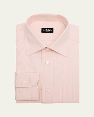 Ermenegildo Zegna Mens Trecapi Cotton Tonal Plaid Dress Shirt