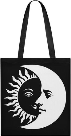Generic Black Sun And Moon Tote Bag for Women Men Shoulder Bags Purses Pouch Handbags