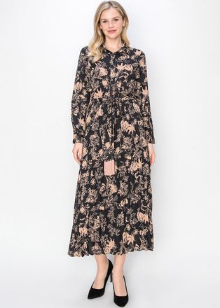 YAL New York Blush & Black Garden Print Dress