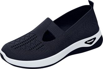 Generic Womens Comfort Walking Shoes, Woven Mesh Lightweight Breathable Orthopedic Sneakers with Soft Sole, Arch Support and Non Slip Low Top Design Blue