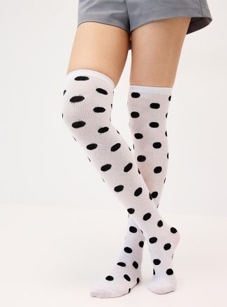 Simons Womens Polka dot fine-knit Thigh-High Socks
