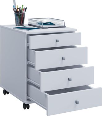ebuy24 Vcm Roll Container Contenedor Lateral Con Cajones Dimensiones Aprox. Al. 57 X An. 42 X P. 50 Cm Contenedor De Oficina - Lona (blanco)