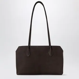 The Row Terrasse nubuck calf leather shoulder bag, ebony brown