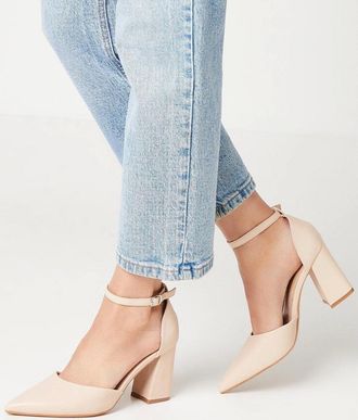 Dorothy Perkins Womens Dorothy Perkins Womens/Ladies Blanche Pointed Ankle Strap High Block Heel Court Shoes - Cream - Size: 7