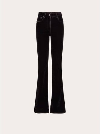 Ferragamo Black Flared Cotton Trousers, Brand Size 44 (US Size 10)