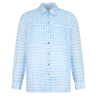 Liu Jo Overhemden, Dames, Blauw, M, Vichy b.b. wave Shirt
