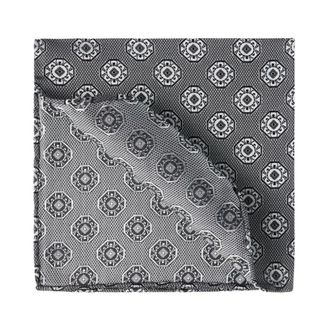 Brunello Cucinelli Medallion Vierkante Zijden Sjaal - Heren - Accessoires - Grijs - Maat: ONE Size Zijde
