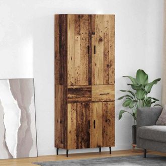 vidaXL vidaXL Credenza 2 pcs Legno vecchio Legno Stratificato e Vetro