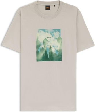 BOSS Printed-artwork T-shirt in cotton jersey