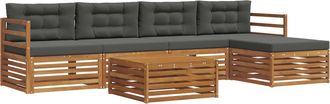 vidaXL Conjunto De Sof&aacute;s De Exterior 6 Uds. Natural Y Antracita Vidaxl