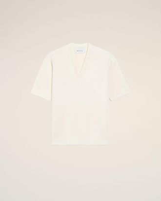 Ami White Wool Short Sleeves V Neck Sweater White - XXS - for Women