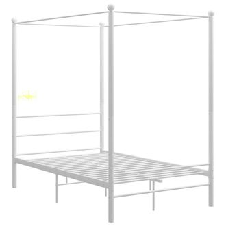 Berkfield Home Canopy Bed Frame White Metal 120x200 cm | Size: Small Double