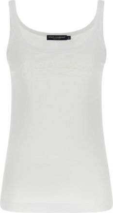 Dolce & Gabbana White Logo embroidery tank top