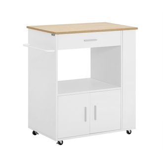 SoBuy Carrito de cocina con estante aglomerado + mdf blanco