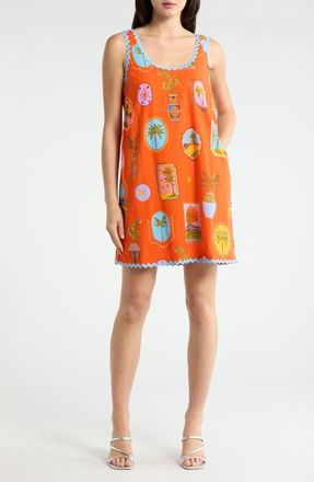 Sugarlips Maury Postcard Auriel Shift Minidress in Red-Pink-Mult at Nordstrom, Size X-Small